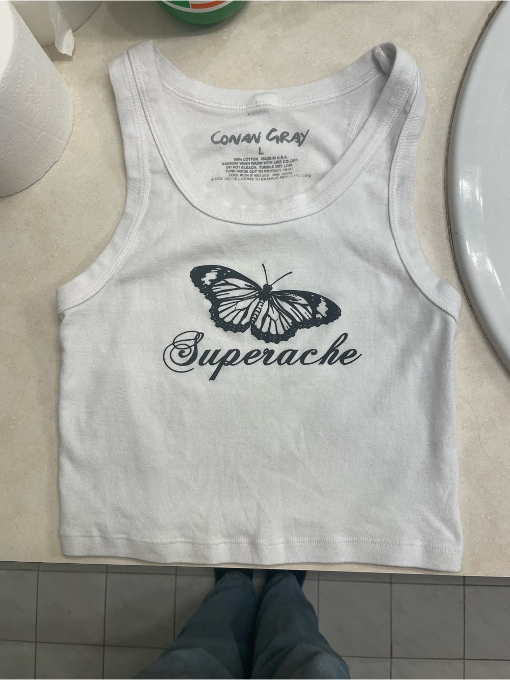 Conan Gray White Butterfly Tank Top